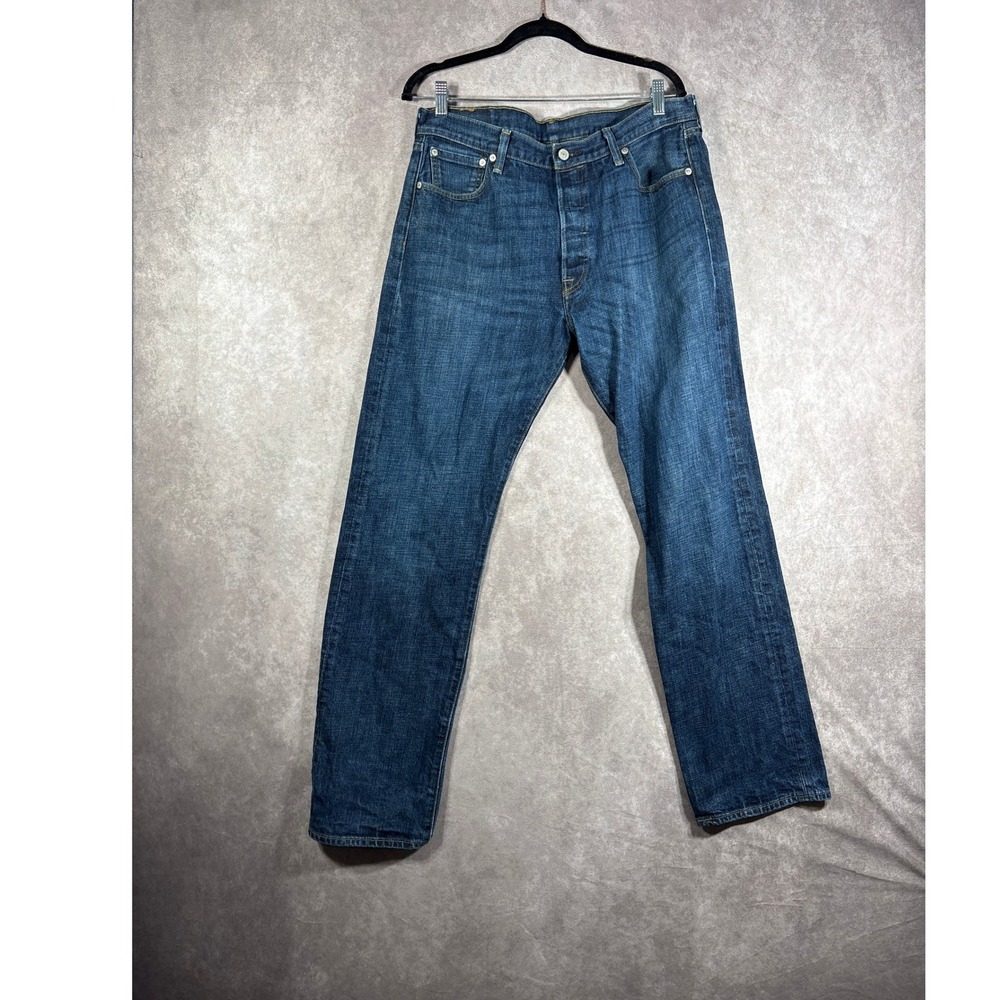 Levis Jeans Mens 36x34 Blue 501 Original Straight Leg Button Fly Denim Everyday